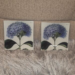 Floral Square Plates with Blue Hydrangea Design
